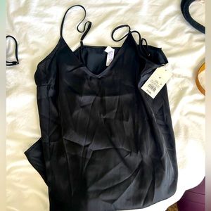 Stars Above Black Satin Nightgown